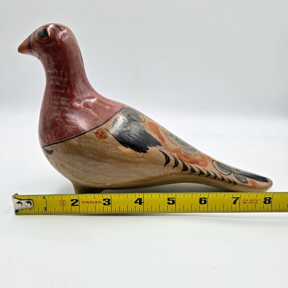 Tonala Mexican Pottery Hand Painted Bird Dove Pigeon Folk Art Mexico Read - Picture 3 of 10